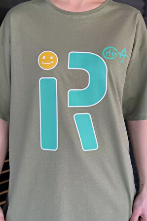 Ön Baskılı Bisiklet Yaka Kadın Tişört