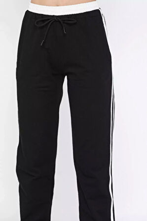 Bel Ve Paça Lastikli Yan Şeritli Kadın Eşofman Altı