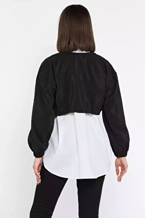 Bel Büzgülü Kadın Paraşüt Garnili Gömlek