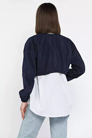 Bel Büzgülü Kadın Paraşüt Garnili Gömlek