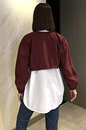 Bel Büzgülü Kadın Paraşüt Garnili Gömlek