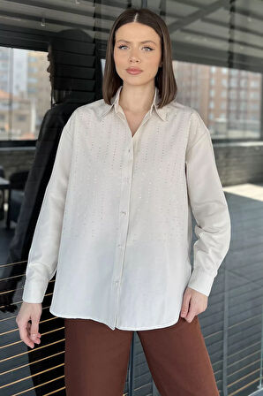 Kadın Uzun Kol Taşlı Gömlek