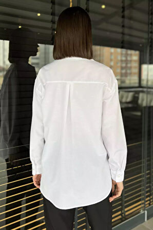 Taş Detaylı Oversize Kadın Gömlek