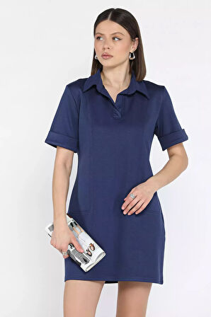 Polo Yaka Duble Kol Kadın Elbise