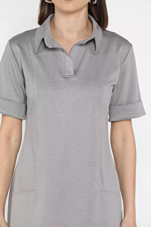 Polo Yaka Duble Kol Kadın Elbise