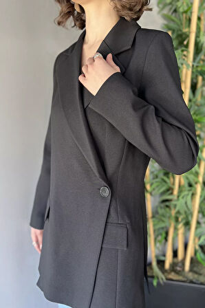Yan Yırtmaçlı Astarlı Kadın Blazer Ceket
