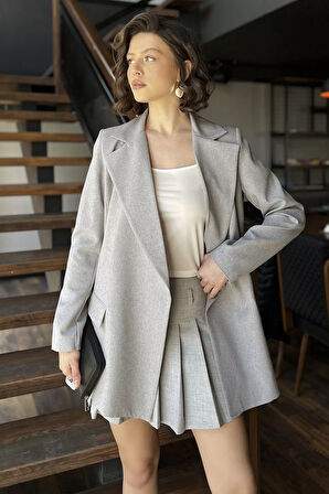 Yan Yırtmaçlı Astarlı Kadın Blazer Ceket