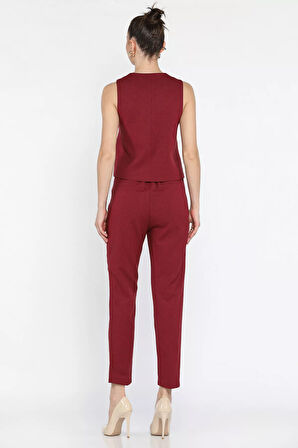 Kadın Düğme Detaylı Astarlı Yelek Pantolon İkili Takım