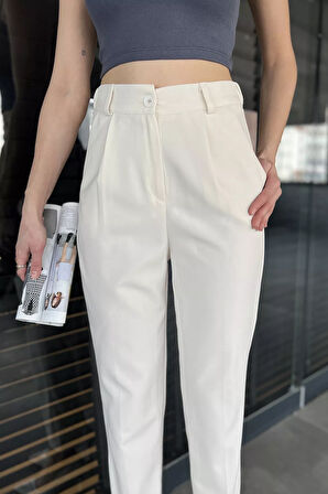 Kadın Yüksek Bel Kumaş Pantolon