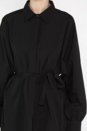 Kadın Bel Kuşak Detaylı Salaş Gömlek