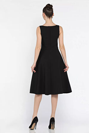 Kadın Fermuarlı Cepli Kolsuz Elbise