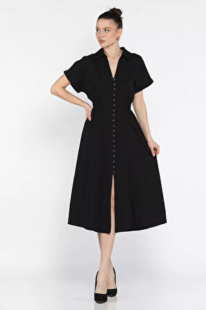 Polo Yaka Ön Düğmeli Kadın Elbise