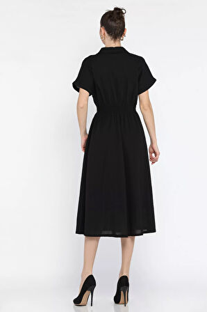 Polo Yaka Ön Düğmeli Kadın Elbise