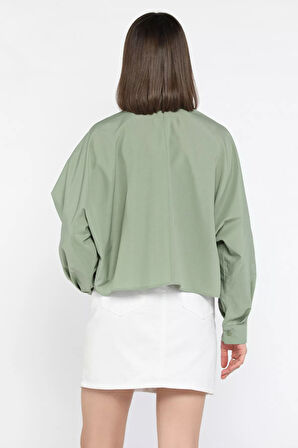 Kadın Tek Cepli Yarasa Kol Gömlek