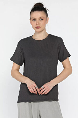 Kadın Bisiklet Yaka Basic Tişört