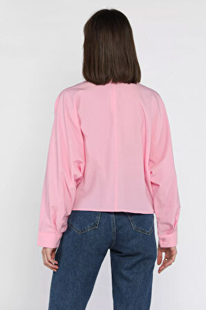 Kadın Tek Cepli Yarasa Kol Gömlek