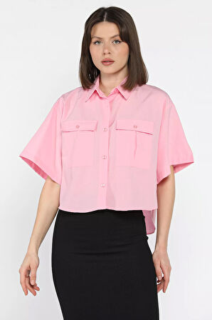 Kadın Çift Cepli Kısa Kol Gömlek