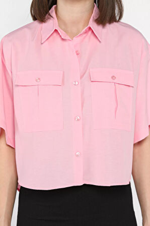 Kadın Çift Cepli Kısa Kol Gömlek