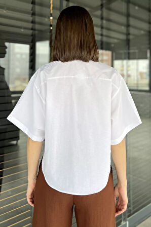 Kadın Çift Cepli Kısa Kol Gömlek