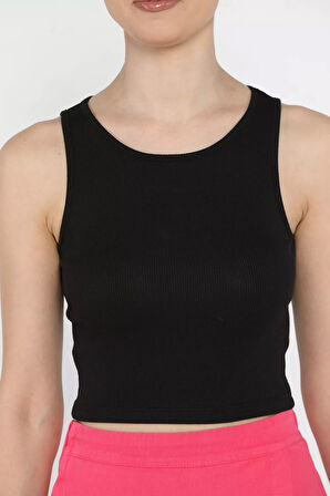 Kadın Bisiklet Yaka Sıfır Kol Basic Body Bluz