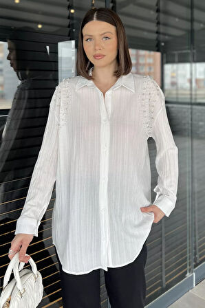 Omuz İncili Kadın Gömlek