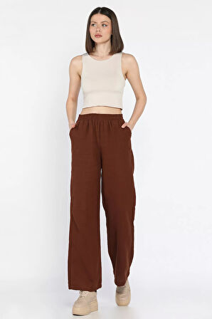 Kadın Bel Lastikli Palazzo Pantolon