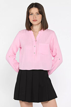 Kadın Hakim Yaka Tek Cepli Gömlek Bluz