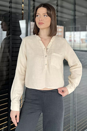 Kadın Hakim Yaka Tek Cepli Gömlek Bluz