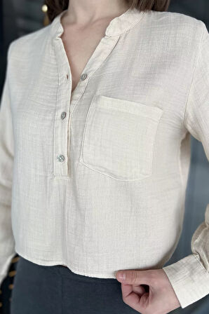 Kadın Hakim Yaka Tek Cepli Gömlek Bluz