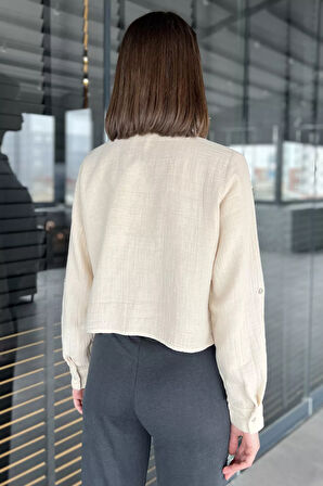 Kadın Hakim Yaka Tek Cepli Gömlek Bluz