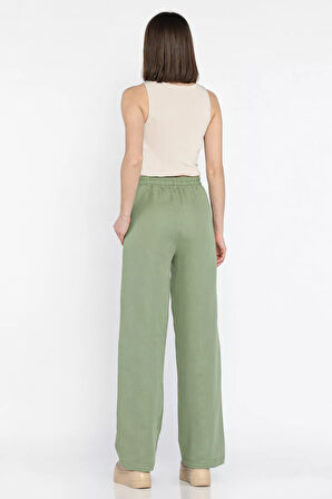 Bel Bağlamalı Kadın Bol Paça Pantolon