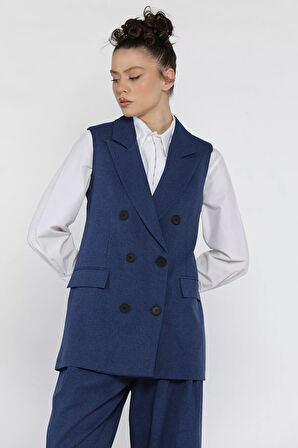 Kadın Kruvaze Yaka Astarlı Yelek