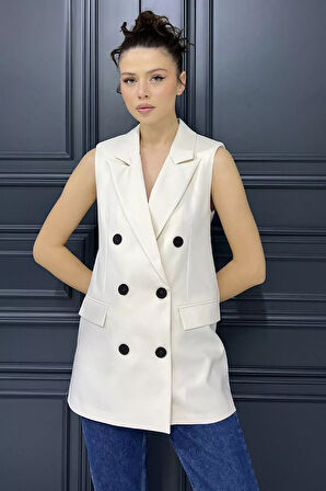 Kadın Kruvaze Yaka Astarlı Yelek