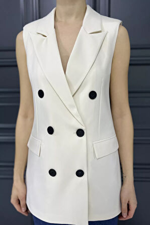 Kadın Kruvaze Yaka Astarlı Yelek