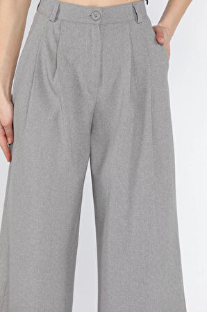 Kadın Yüksek Bel Pileli Kumaş Pantolon