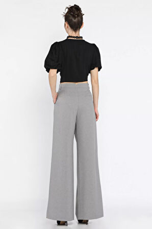 Kadın Yüksek Bel Pileli Kumaş Pantolon