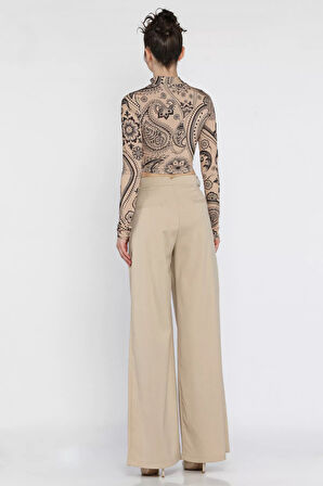 Kadın Yüksek Bel Pileli Kumaş Pantolon