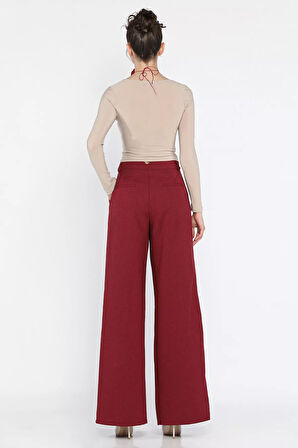 Kadın Yüksek Bel Pileli Kumaş Pantolon