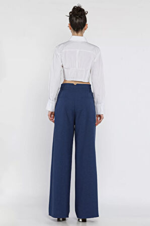 Kadın Yüksek Bel Pileli Kumaş Pantolon