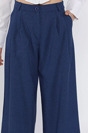 Kadın Yüksek Bel Pileli Kumaş Pantolon