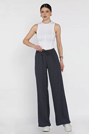 Kadın Bel Bağlamalı Likralı Kumaş Pantolon