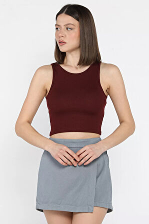 Kadın Bisiklet Yaka Sıfır Kol Basic Body Bluz