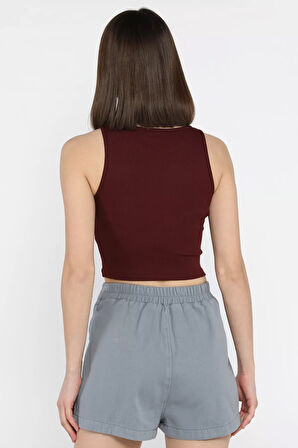 Kadın Bisiklet Yaka Sıfır Kol Basic Body Bluz