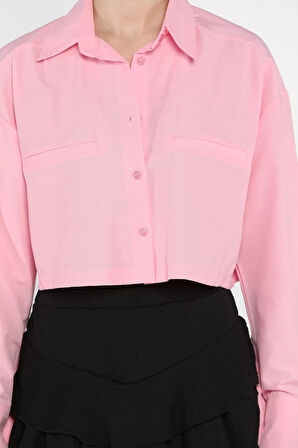 Kadın Basic Crop Top Gömlek
