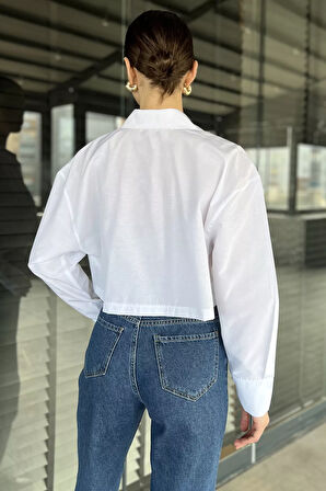 Kadın Basic Crop Top Gömlek