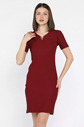 Kadın Gold Toka Detaylı Likralı Elbise