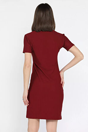 Kadın Gold Toka Detaylı Likralı Elbise