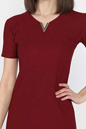 Kadın Gold Toka Detaylı Likralı Elbise