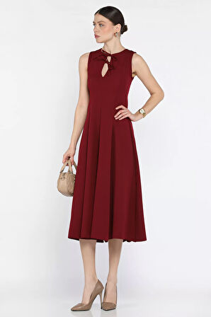 Ön Bağlamalı Sıfır Kol Elbise