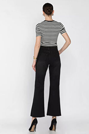 Kadın Kesik Paça Mom Jean Kot Pantolon